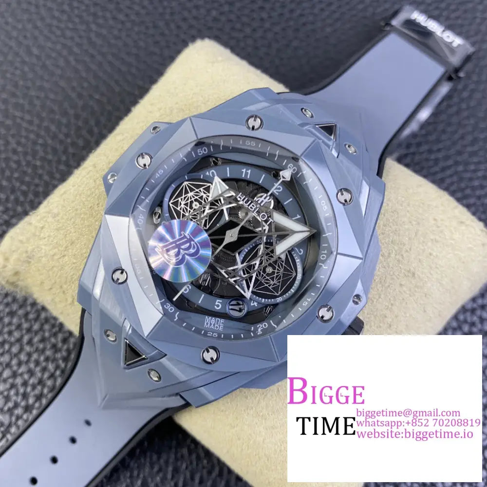 Big Bang Sang Bleu Ii Chrono 45Mm Light Blue Dial Rubber Strap Bbf A1280 Hublot