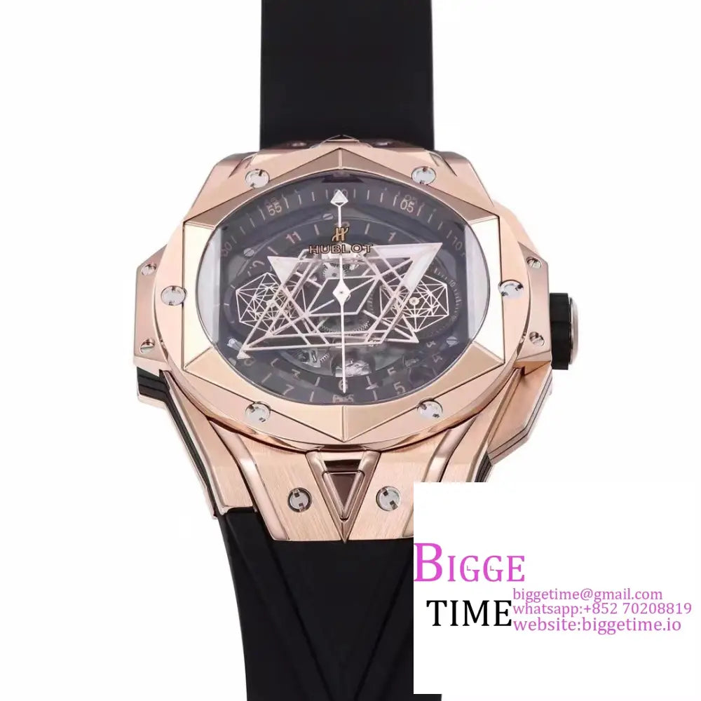 Big Bang Sang Bleu Ii Chrono 45Mm Rg Black Dial Rubber Strap Bbf A1240 Hublot