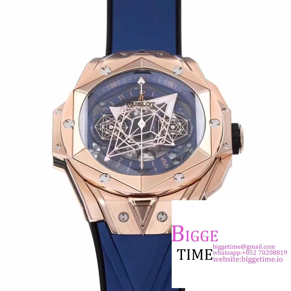 Big Bang Sang Bleu Ii Chrono 45Mm Rg Blue Dial Rubber Strap Bbf A1240 Hublot