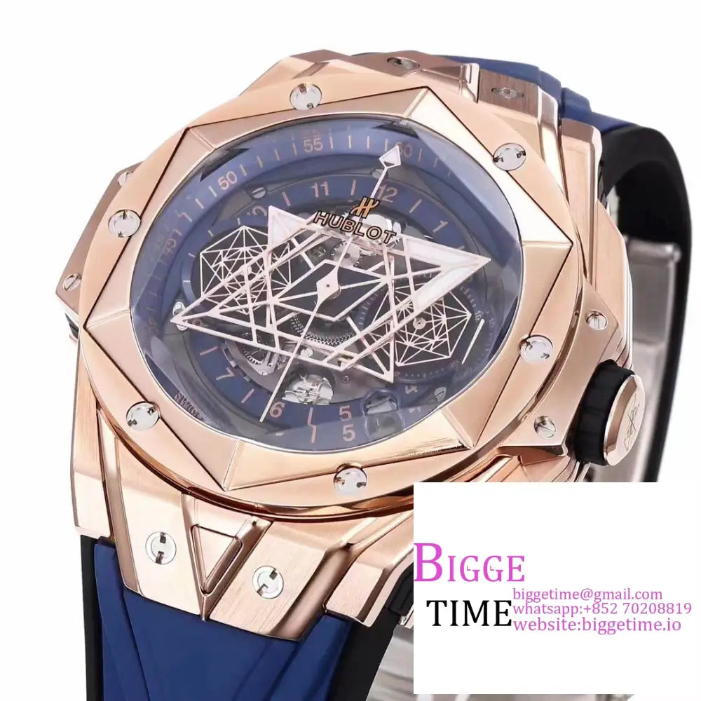 Big Bang Sang Bleu Ii Chrono 45Mm Rg Blue Dial Rubber Strap Bbf A1240 Hublot