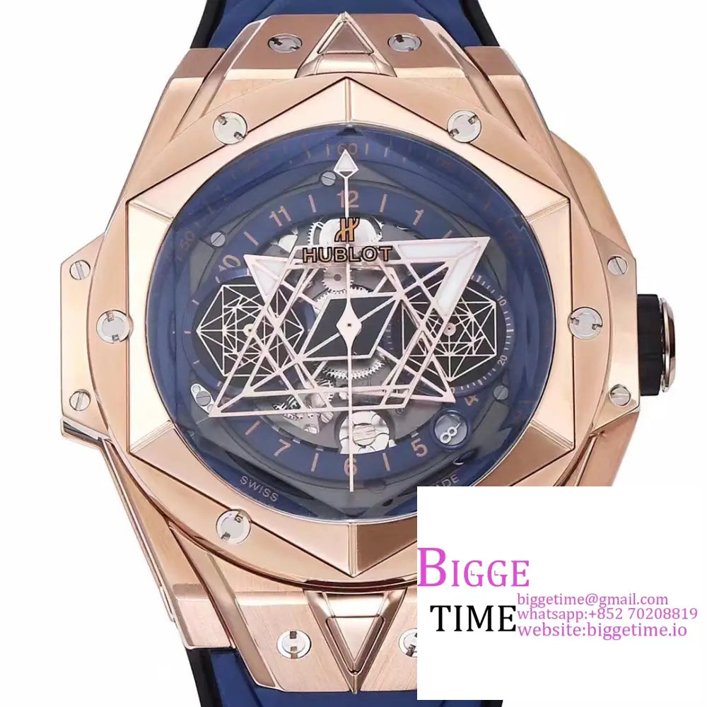 Big Bang Sang Bleu Ii Chrono 45Mm Rg Blue Dial Rubber Strap Bbf A1240 Hublot