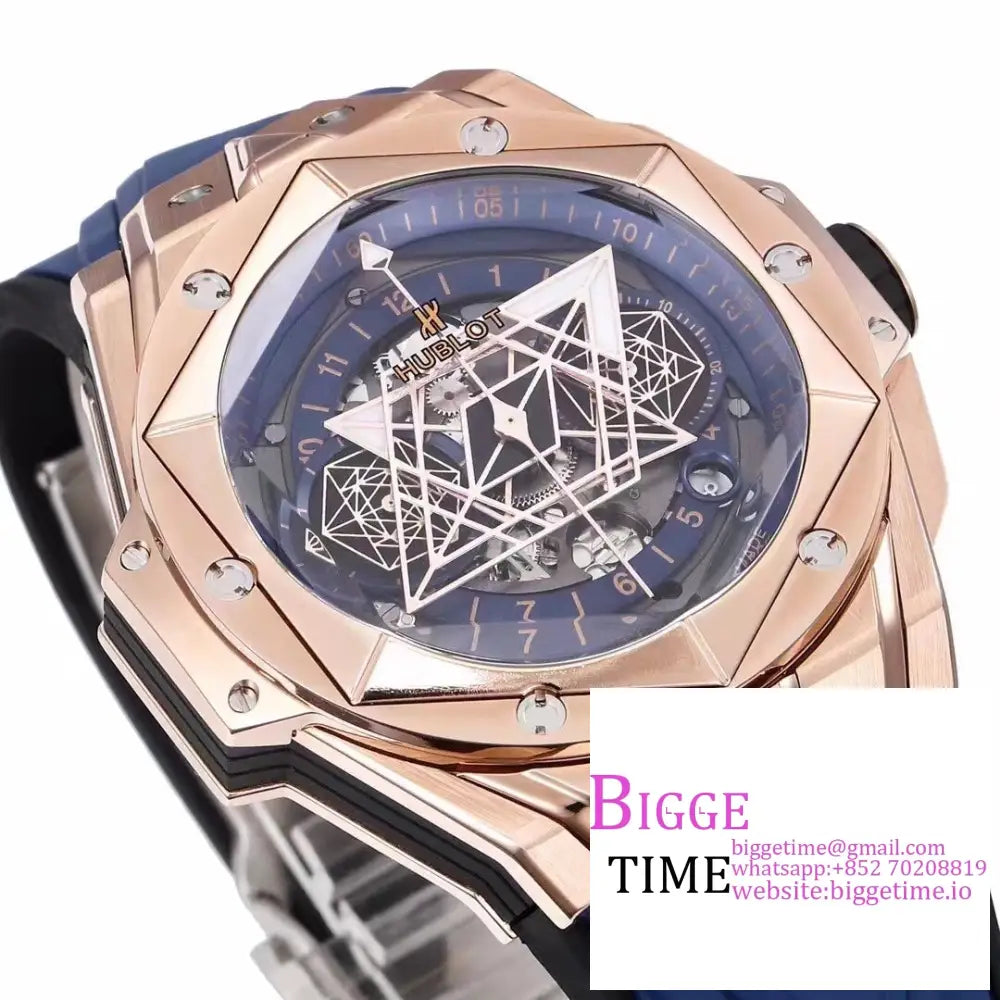 Big Bang Sang Bleu Ii Chrono 45Mm Rg Blue Dial Rubber Strap Bbf A1240 Hublot