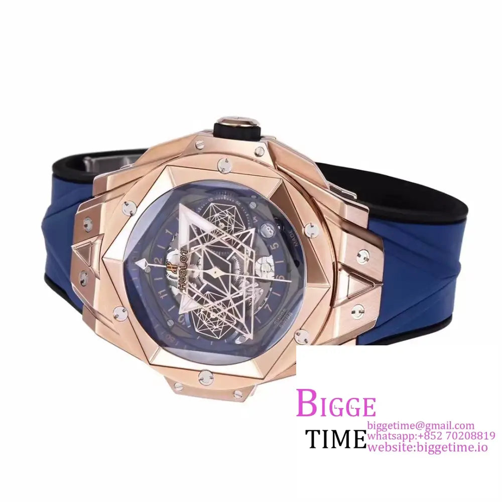 Big Bang Sang Bleu Ii Chrono 45Mm Rg Blue Dial Rubber Strap Bbf A1240 Hublot