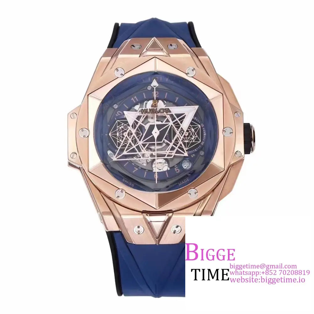 Big Bang Sang Bleu Ii Chrono 45Mm Rg Blue Dial Rubber Strap Bbf A1240 Option1 Hublot