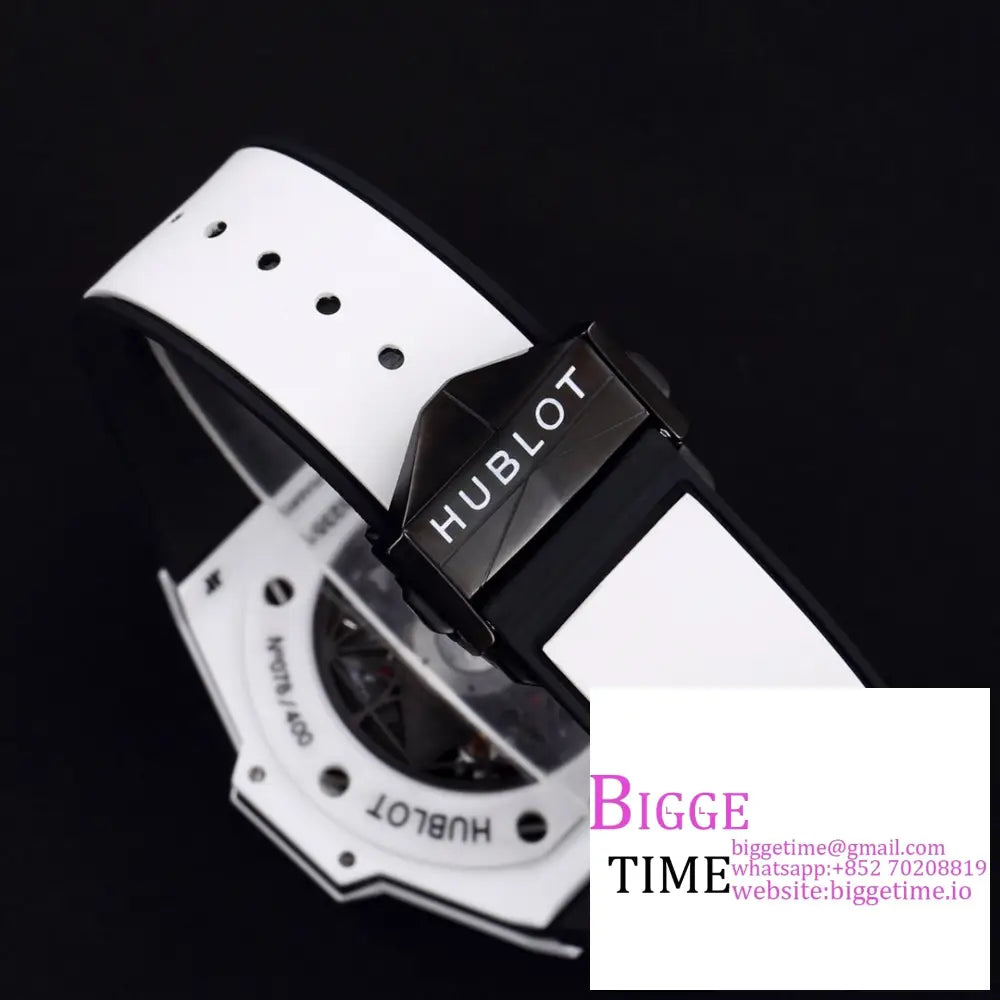 Big Bang Sang Bleu Ii Chrono 45Mm White Ceramic Bezel Dial Rubber Strap Bbf A1240 Hublot