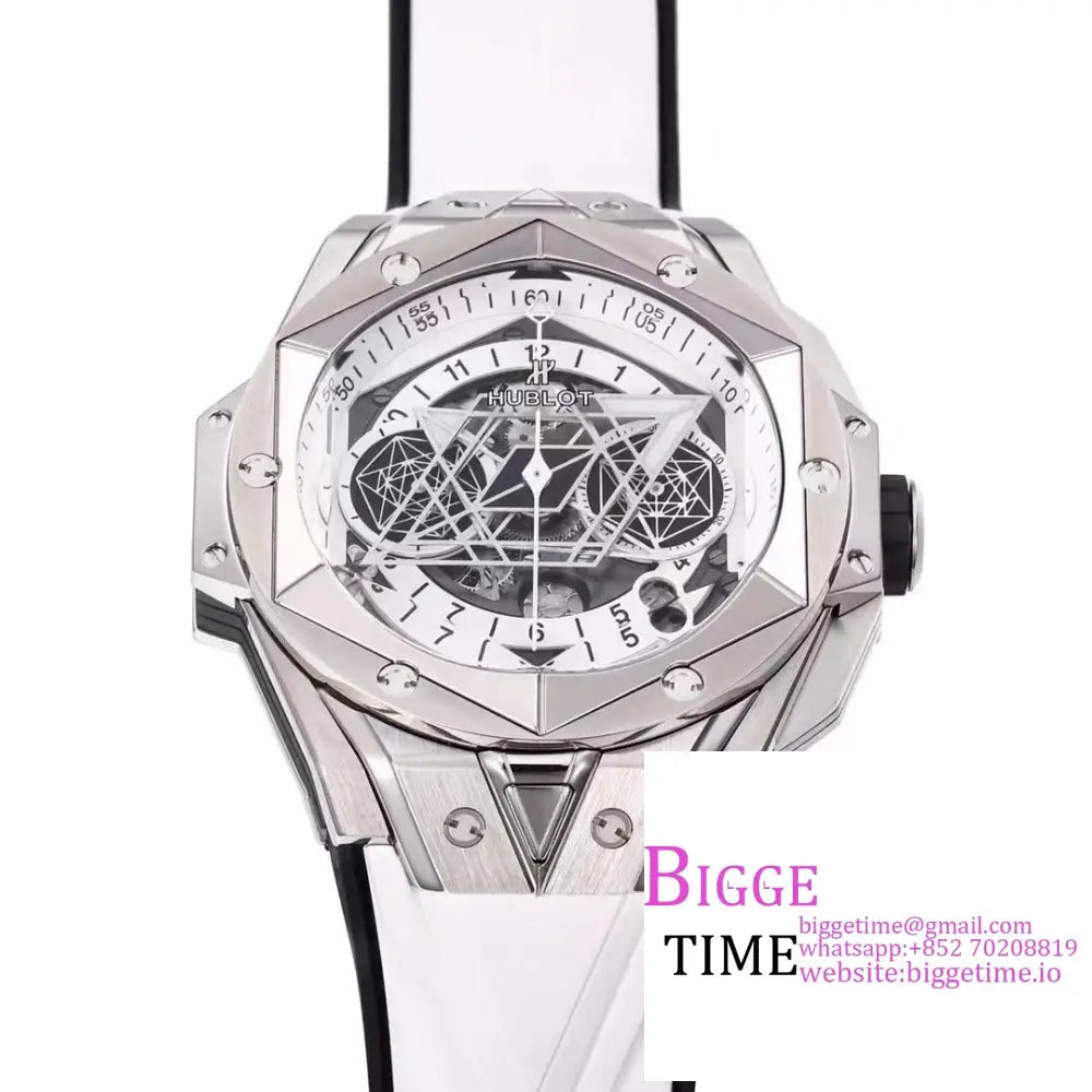 Big Bang Sang Bleu Ii Chrono 45Mm White Dial Rubber Strap Bbf A1240 Option1 Hublot