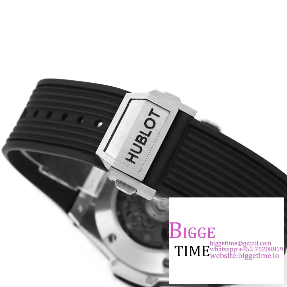 Big Bang Unico Chrono 42Mm All Diamond Bezel Skeleton Dial Marker Black Rubber Strap Bbf A1280