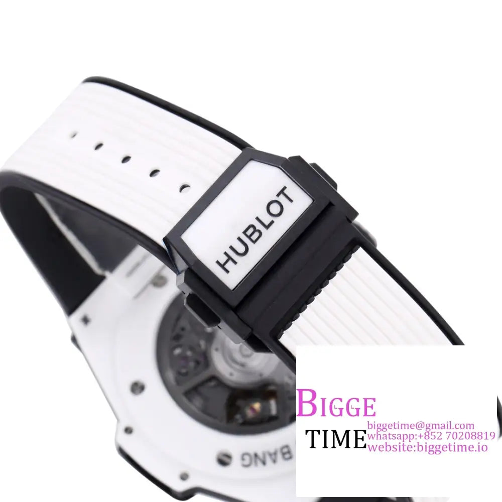 Big Bang Unico Chrono 42Mm Black Ceramic Bezel Skeleton Dial White Rubber Strap Bbf A1280 Hublot