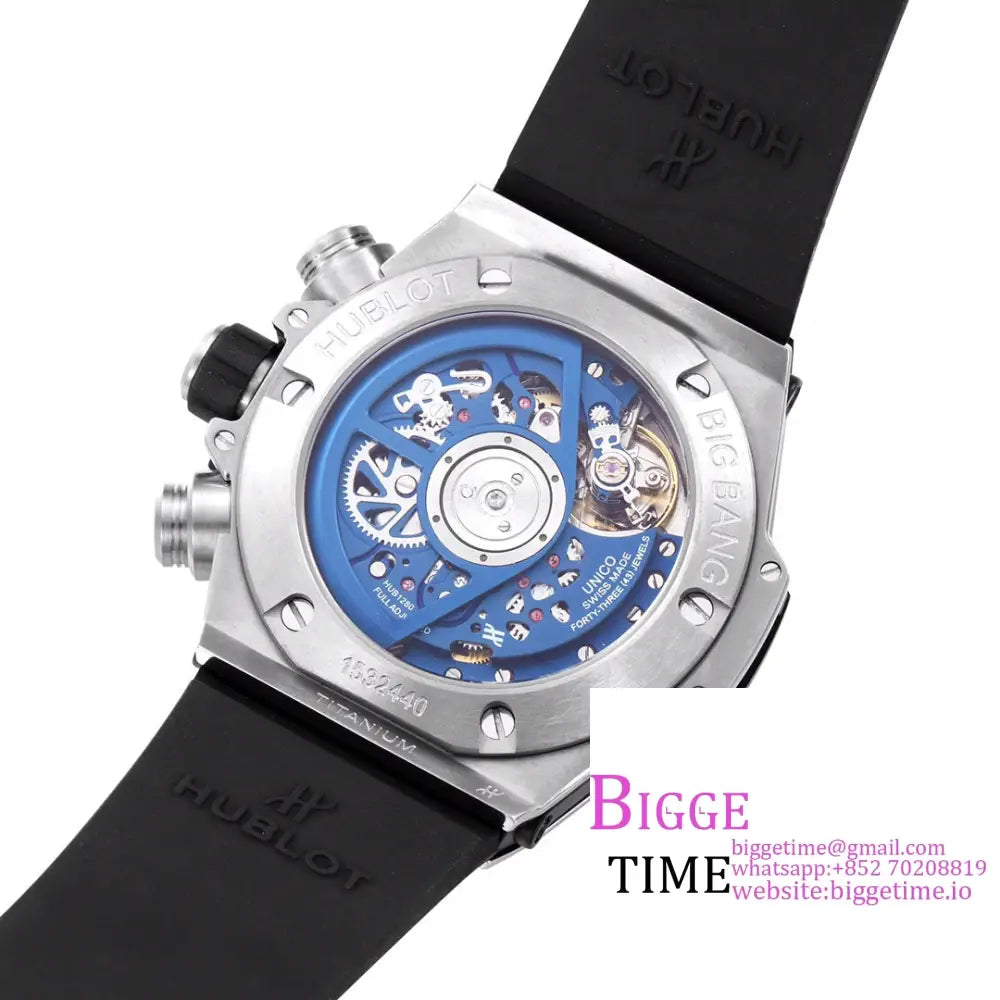 Big Bang Unico Chrono 42Mm Blue Ceramic Bezel Skeleton Dial Rubber Strap Bbf A1280 Hublot