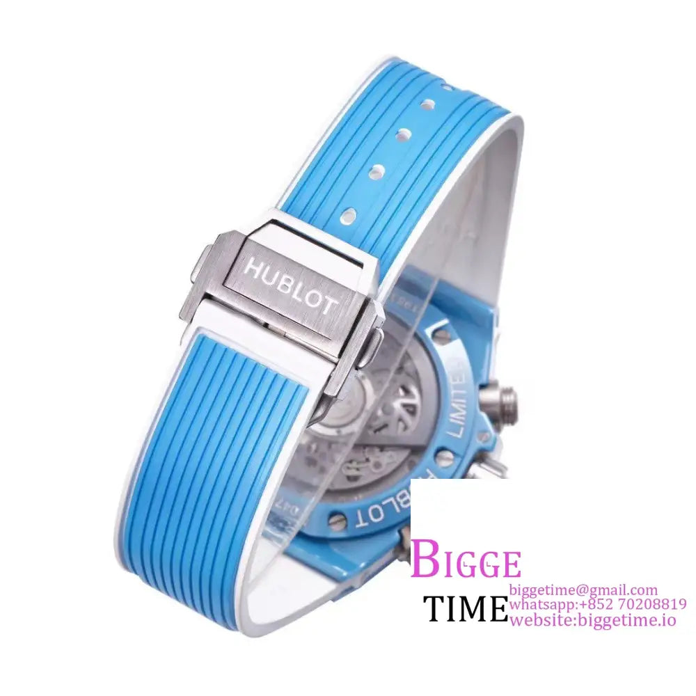 Big Bang Unico Chrono 42Mm Blue Ceramic Bezel Skeleton Dial Rubber Strap Bbf A1280 Hublot