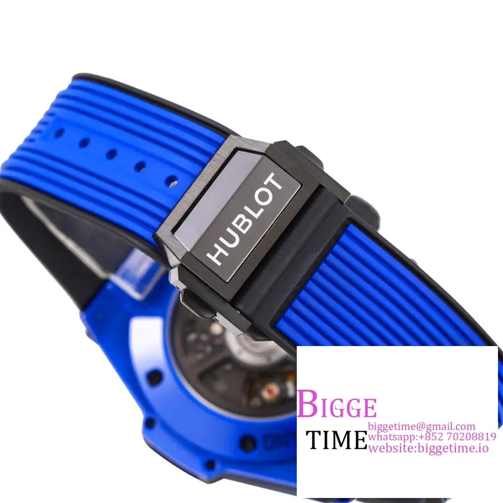 Big Bang Unico Chrono 42Mm Deep Blue Ceramic Bezel Skeleton Dial Rubber Strap Bbf A1280 Hublot