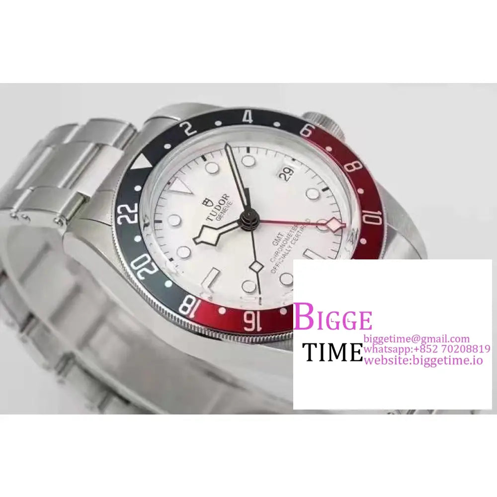 Black Bay Gmt 41Mm Blue/Red Bezel White Dial Ss Bracelet Zf A2824 Tudor