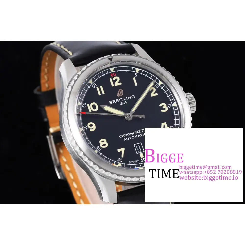 Breitling 41Mm Navitimer 8 Black Dial Leather Strap Tf A2824