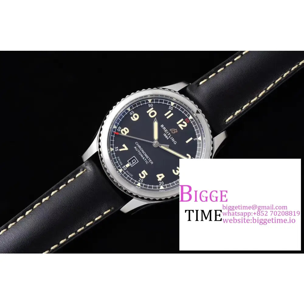 Breitling 41Mm Navitimer 8 Black Dial Leather Strap Tf A2824