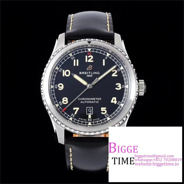 Breitling 41Mm Navitimer 8 Black Dial Leather Strap Tf A2824 Option1