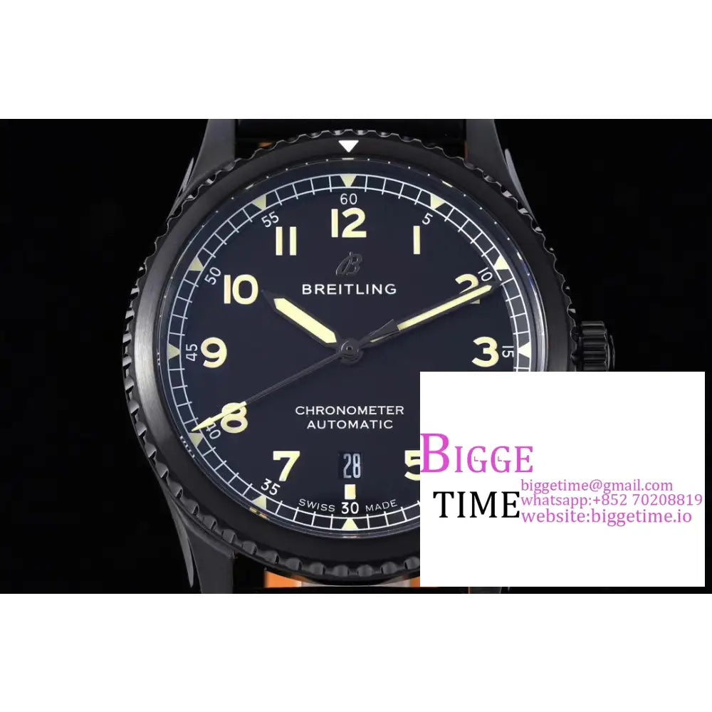 Breitling 41Mm Navitimer 8 Black Steel Dial Leather Strap Tf A2824