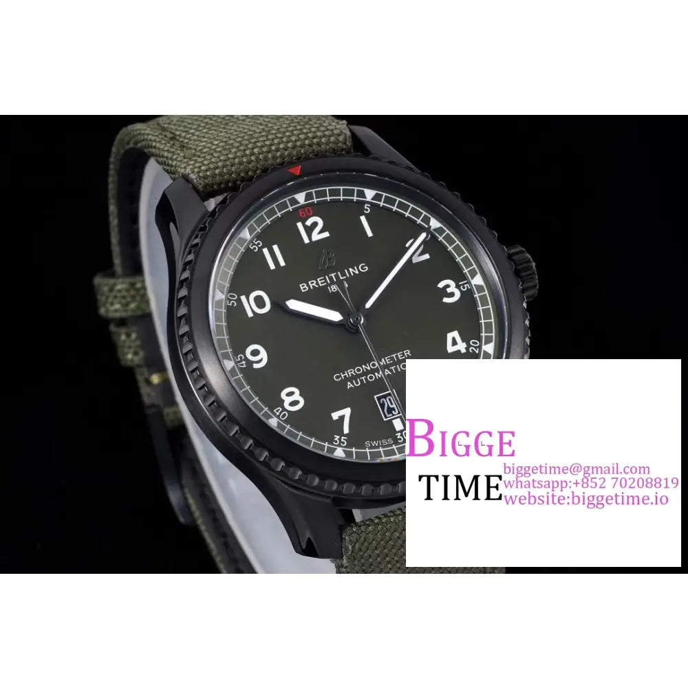 Breitling 41Mm Navitimer 8 Black Steel Green Dial Nylon Strap Tf A2824