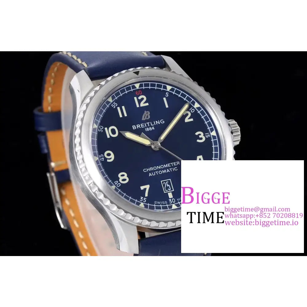 Breitling 41Mm Navitimer 8 Blue Dial Leather Strap Tf A2824