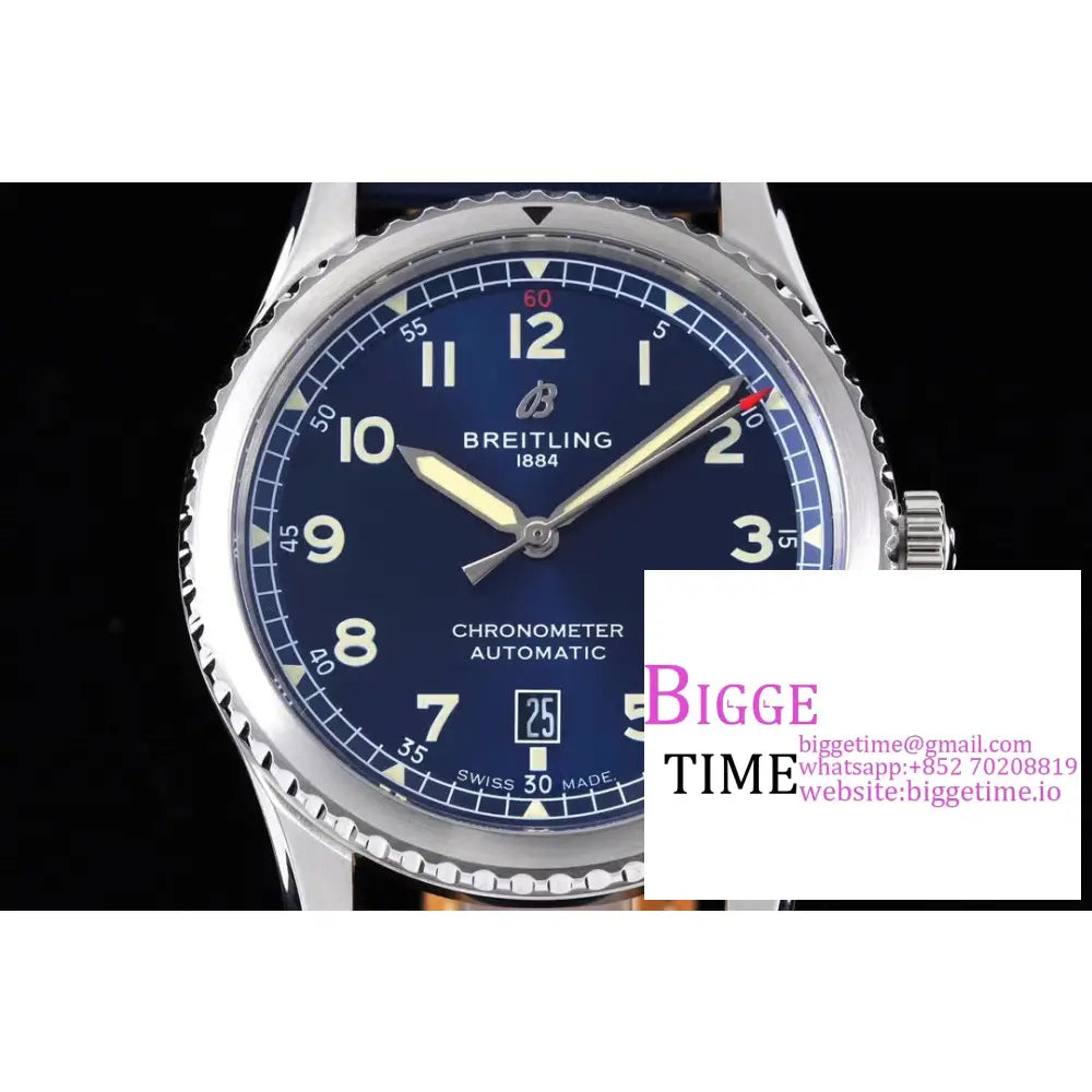 Breitling 41Mm Navitimer 8 Blue Dial Leather Strap Tf A2824