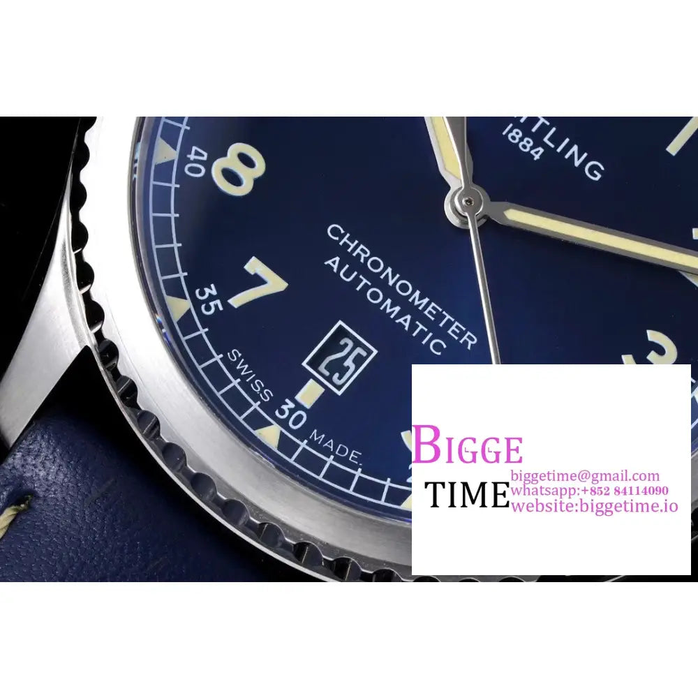 Breitling 41Mm Navitimer 8 Blue Dial Leather Strap Tf A2824