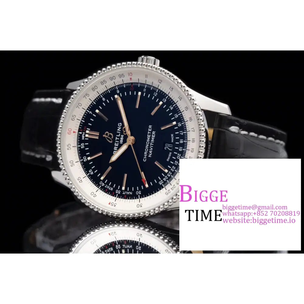 Breitling 41Mm Navitimer Black Dial Leather Strap V7F A2824