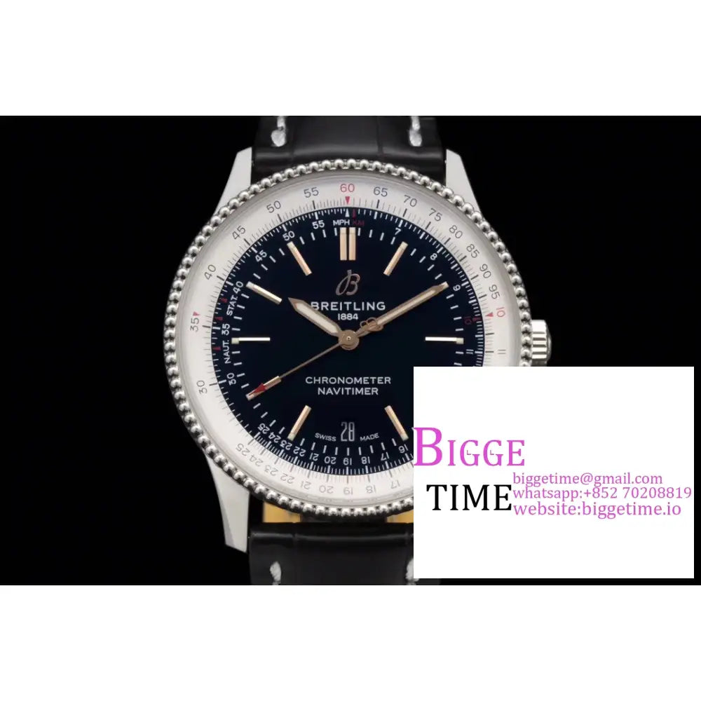 Breitling 41Mm Navitimer Black Dial Leather Strap V7F A2824