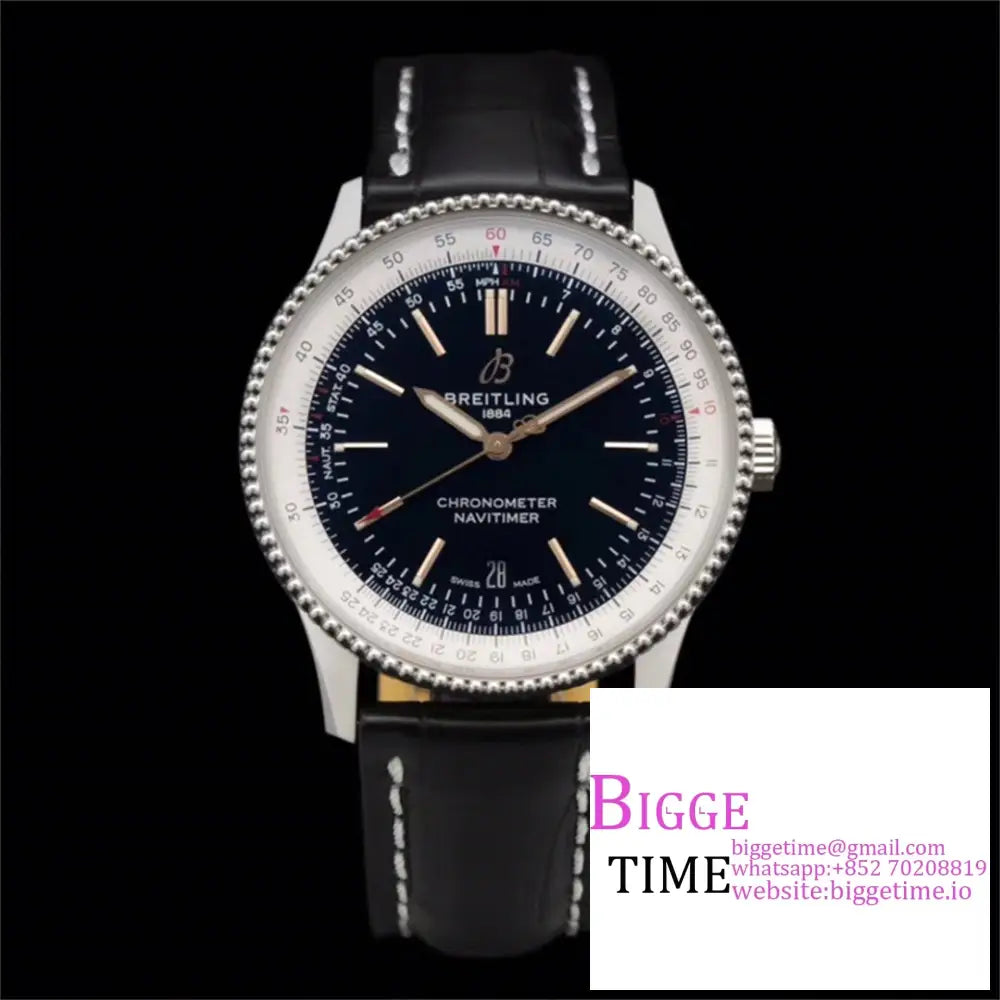 Breitling 41Mm Navitimer Black Dial Leather Strap V7F A2824 Option1