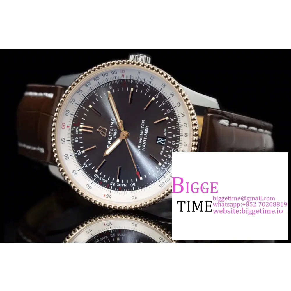 Breitling 41Mm Navitimer Black/White Dial Brown Leather Strap V7F A2824