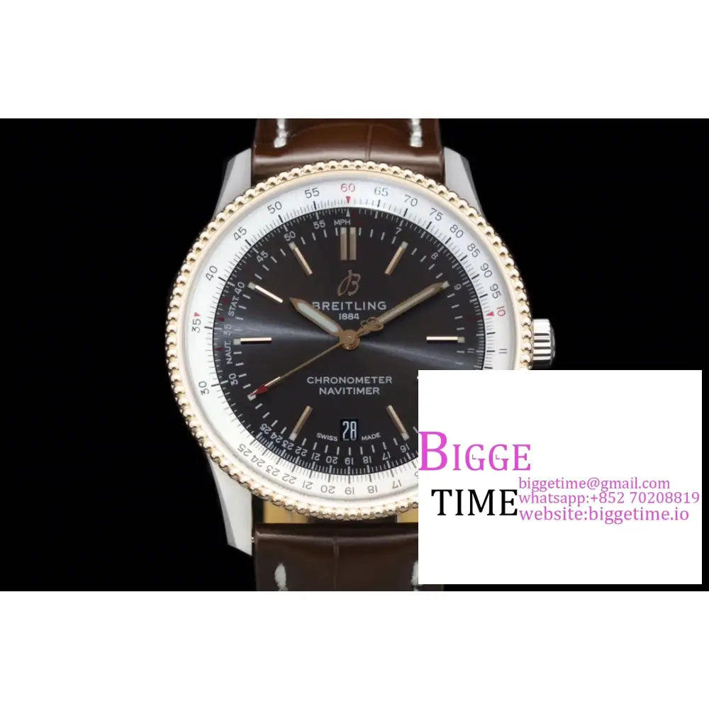 Breitling 41Mm Navitimer Black/White Dial Brown Leather Strap V7F A2824