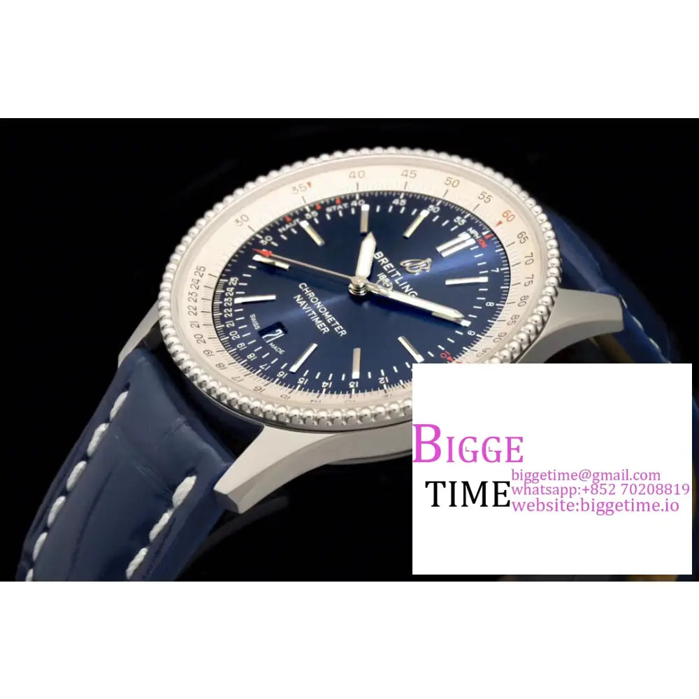 Breitling 41Mm Navitimer Blue Dial Leather Strap V7F A2824