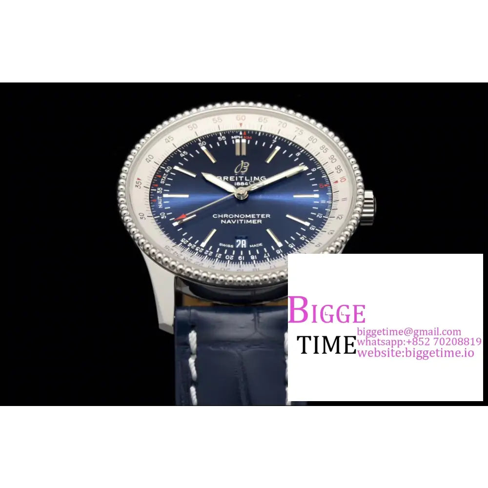 Breitling 41Mm Navitimer Blue Dial Leather Strap V7F A2824