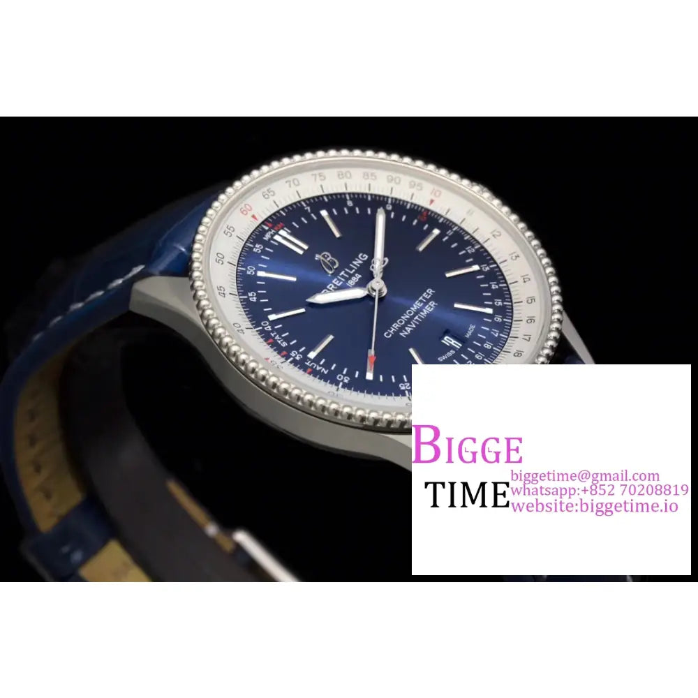 Breitling 41Mm Navitimer Blue Dial Leather Strap V7F A2824