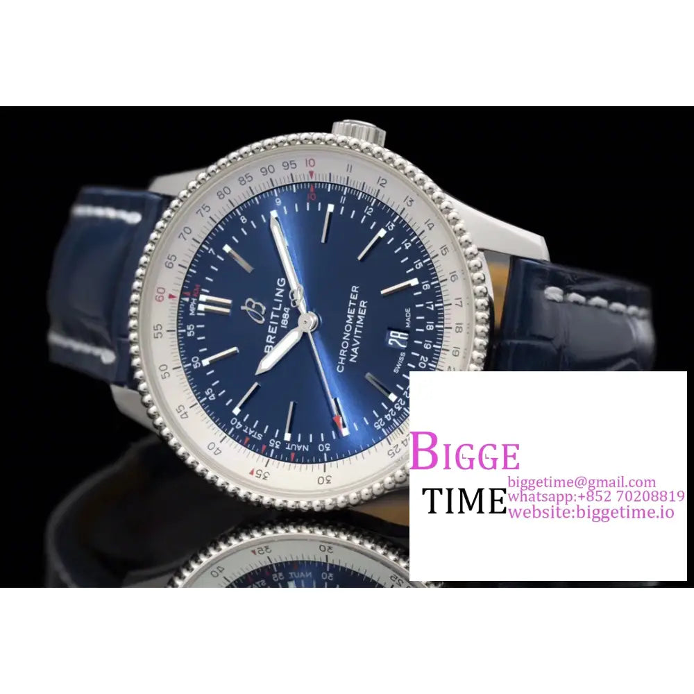 Breitling 41Mm Navitimer Blue Dial Leather Strap V7F A2824