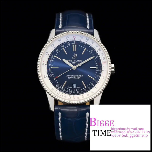 Breitling 41Mm Navitimer Blue Dial Leather Strap V7F A2824 Option1