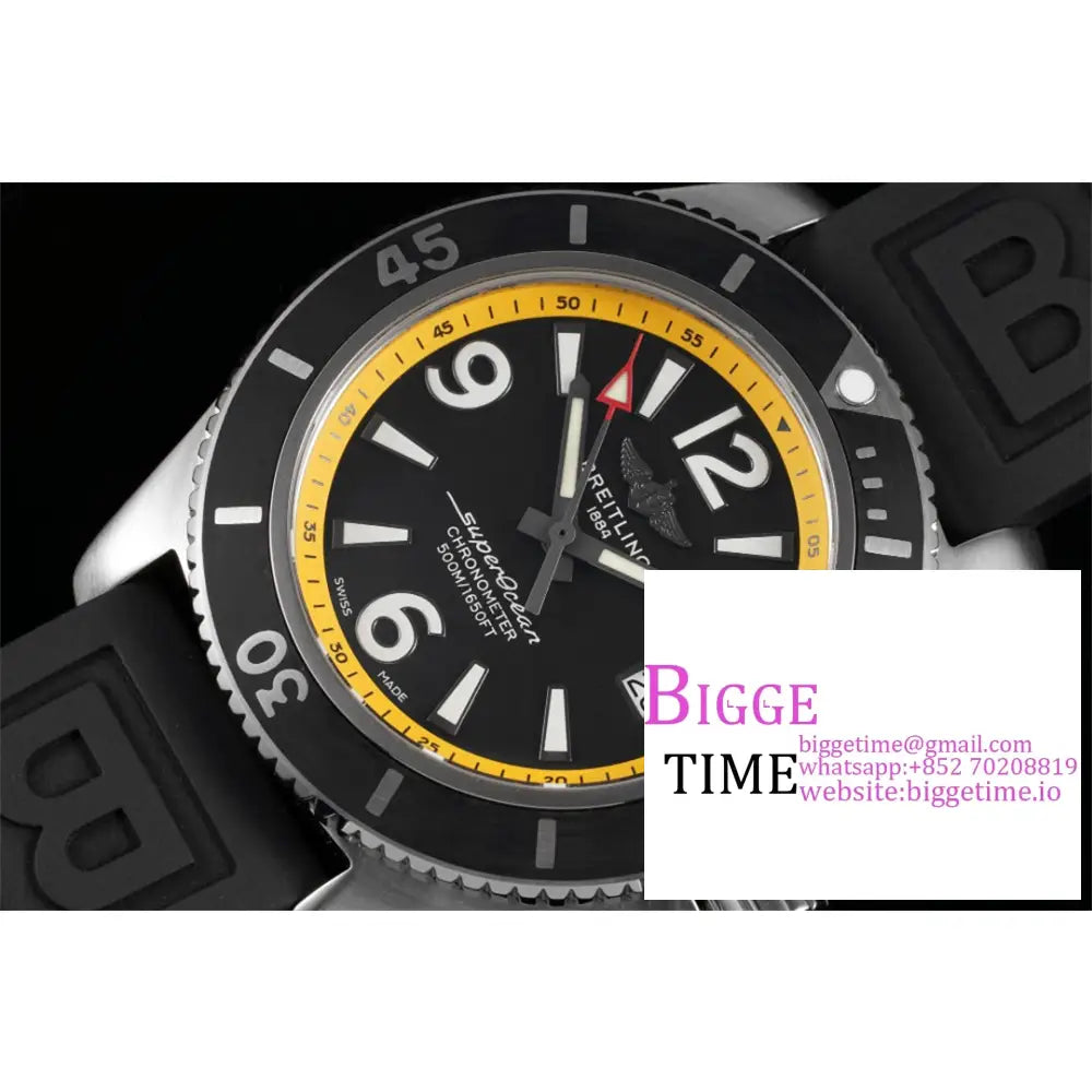 Breitling 42Mm Superocean Yellow/Black Dial Black Rubber Strap Tf A2824