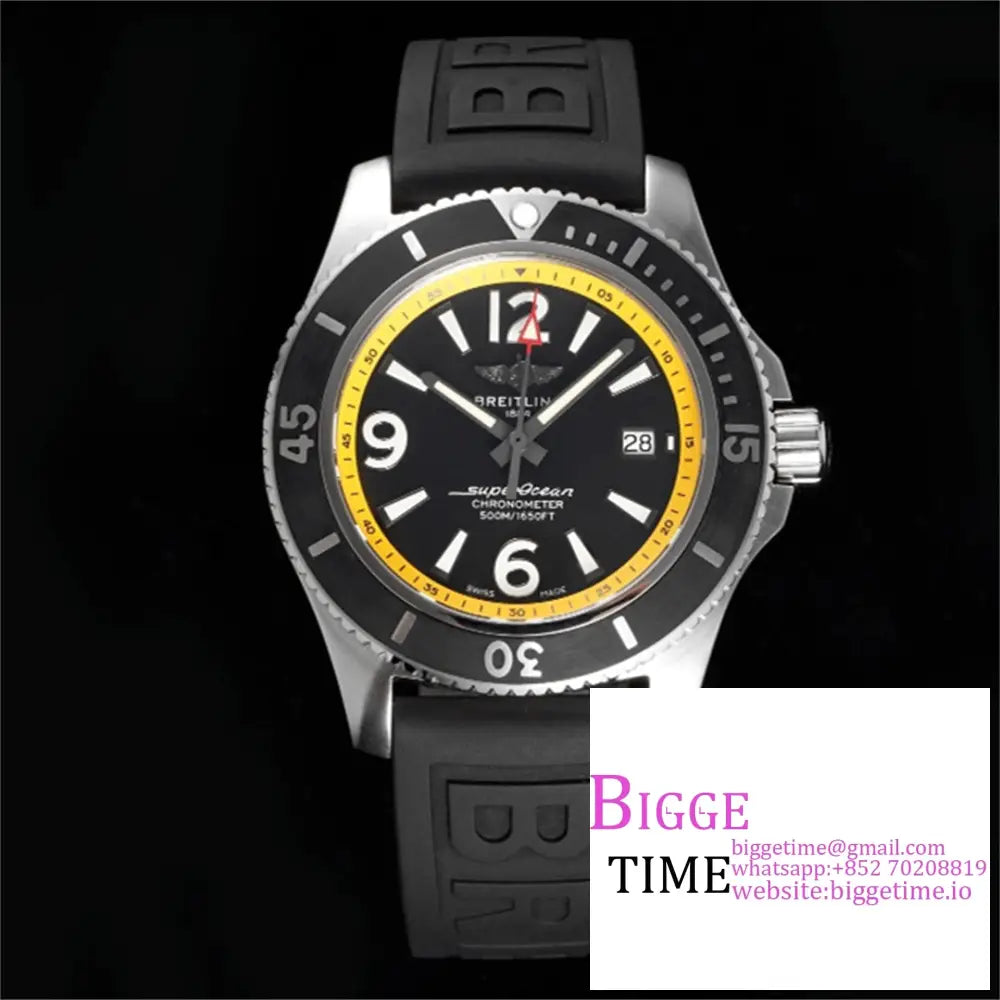 Breitling 42Mm Superocean Yellow/Black Dial Black Rubber Strap Tf A2824 Option1