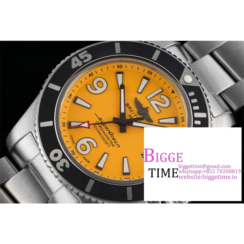 Breitling 42Mm Superocean Yellow Dial Ss Bracelet Tf A2824