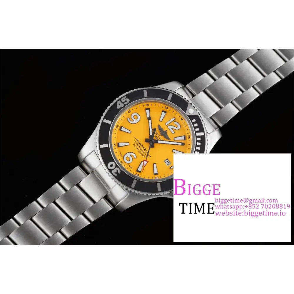 Breitling 42Mm Superocean Yellow Dial Ss Bracelet Tf A2824