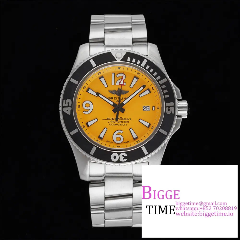 Breitling 42Mm Superocean Yellow Dial Ss Bracelet Tf A2824 Option1