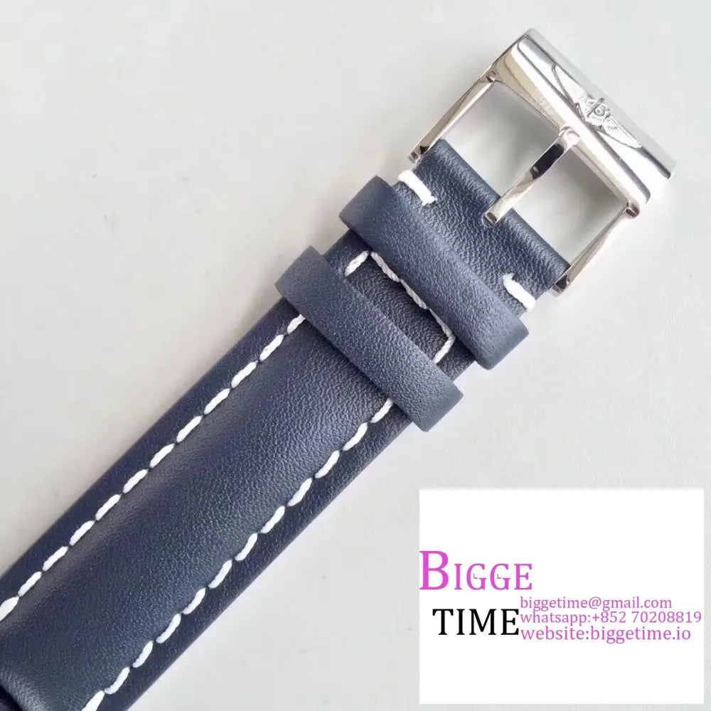 Breitling 43Mm Transocean Day & Date Blue Dial Leather Strap V7F A45Sc