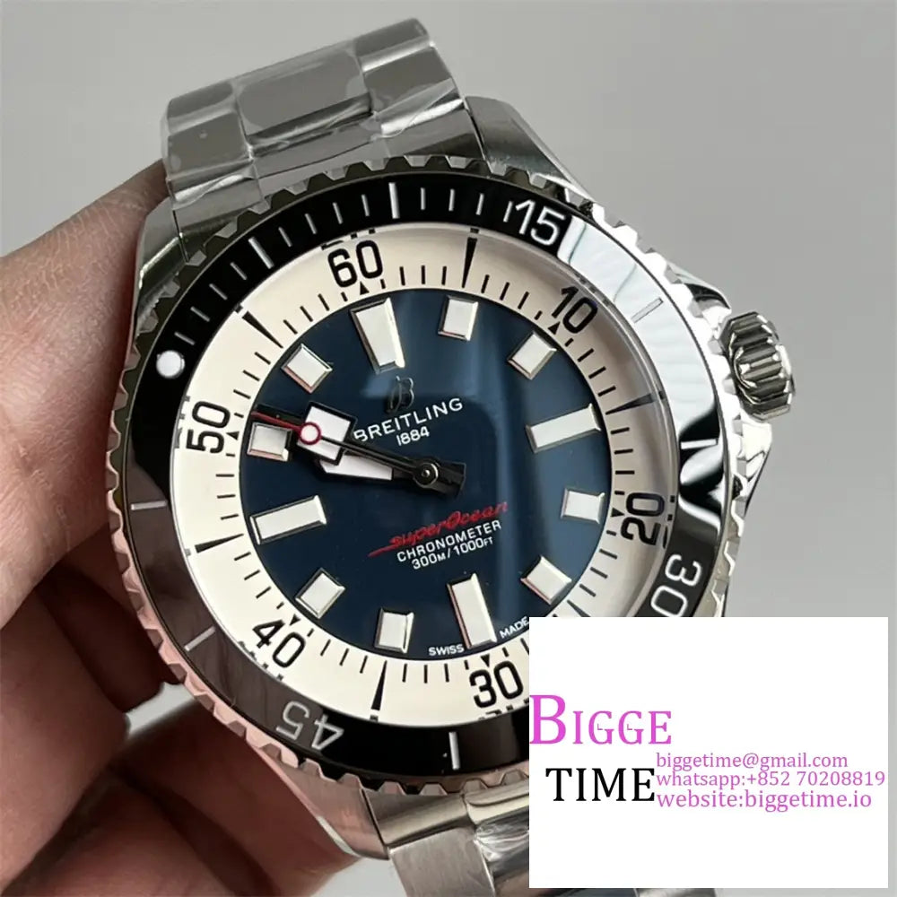 Breitling 44Mm Superocean Ceramic Blue Dial Ss Bracelet Tf A2824