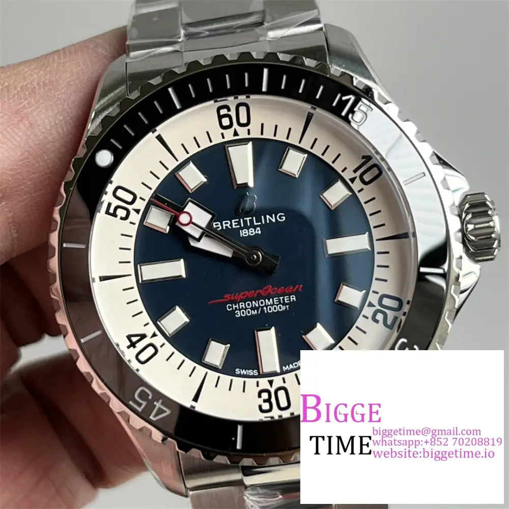 Breitling 44Mm Superocean Ceramic Blue Dial Ss Bracelet Tf A2824