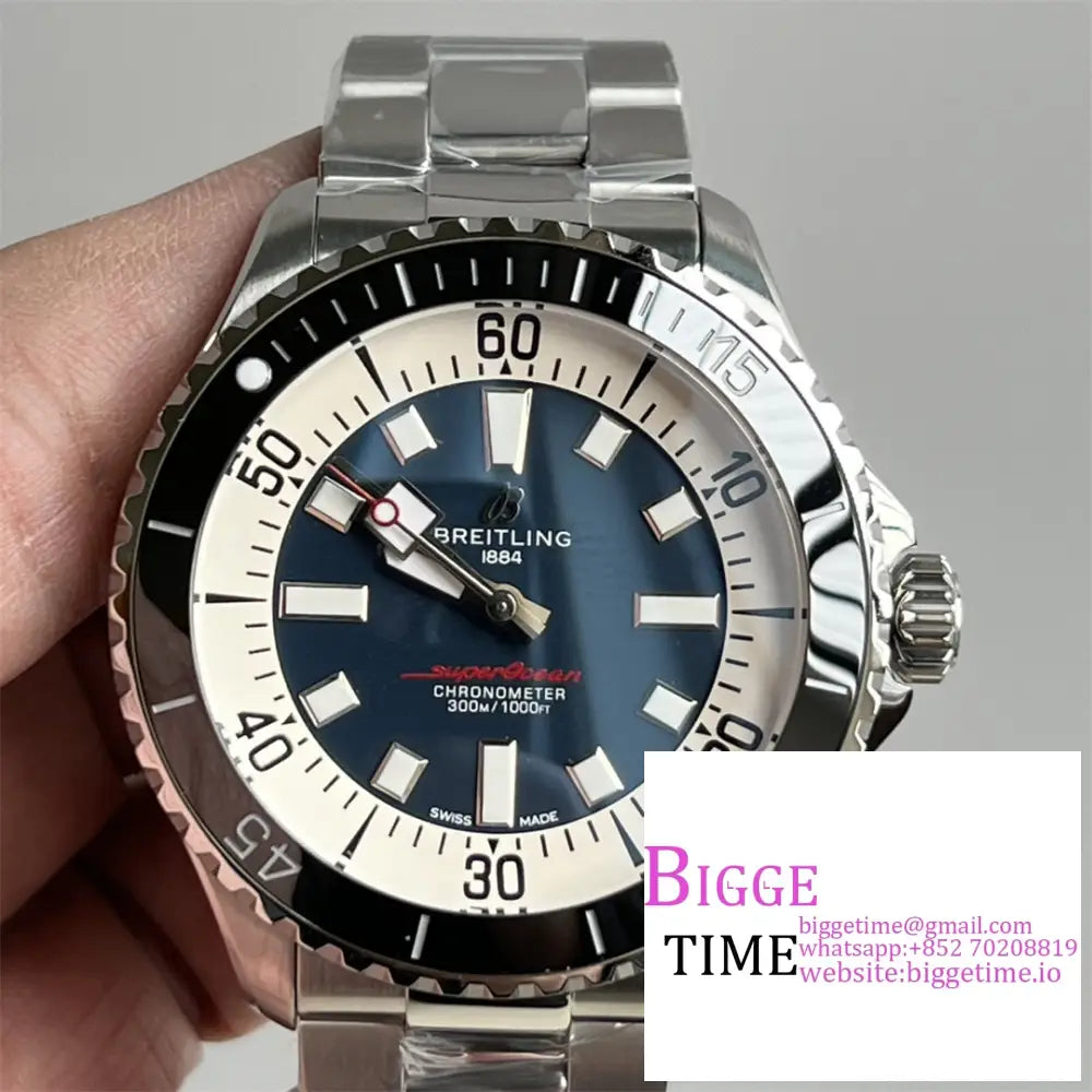 Breitling 44Mm Superocean Ceramic Blue Dial Ss Bracelet Tf A2824 Option1