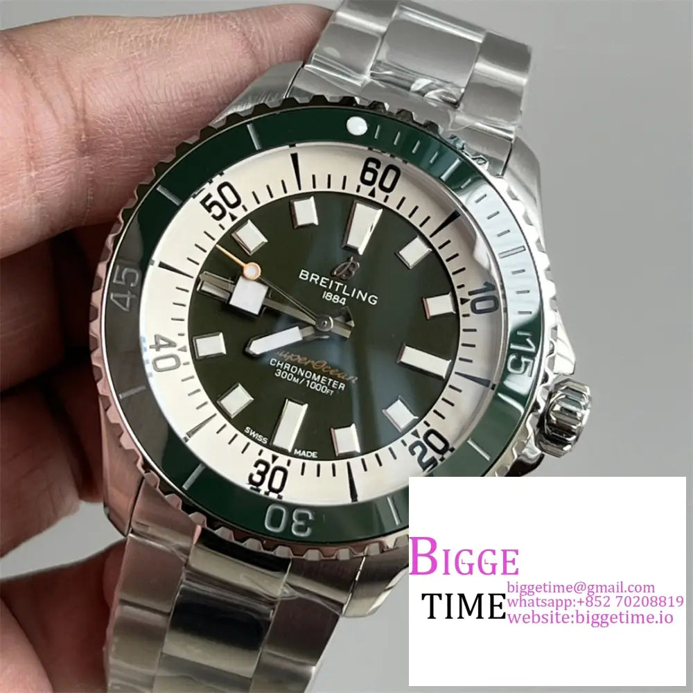 Breitling 44Mm Superocean Ceramic Green Dial Ss Bracelet Tf A2824