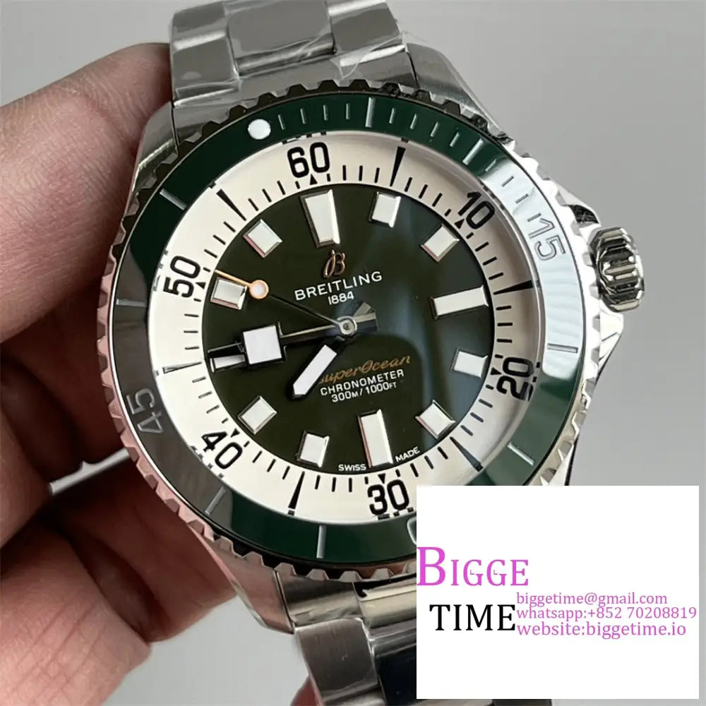 Breitling 44Mm Superocean Ceramic Green Dial Ss Bracelet Tf A2824