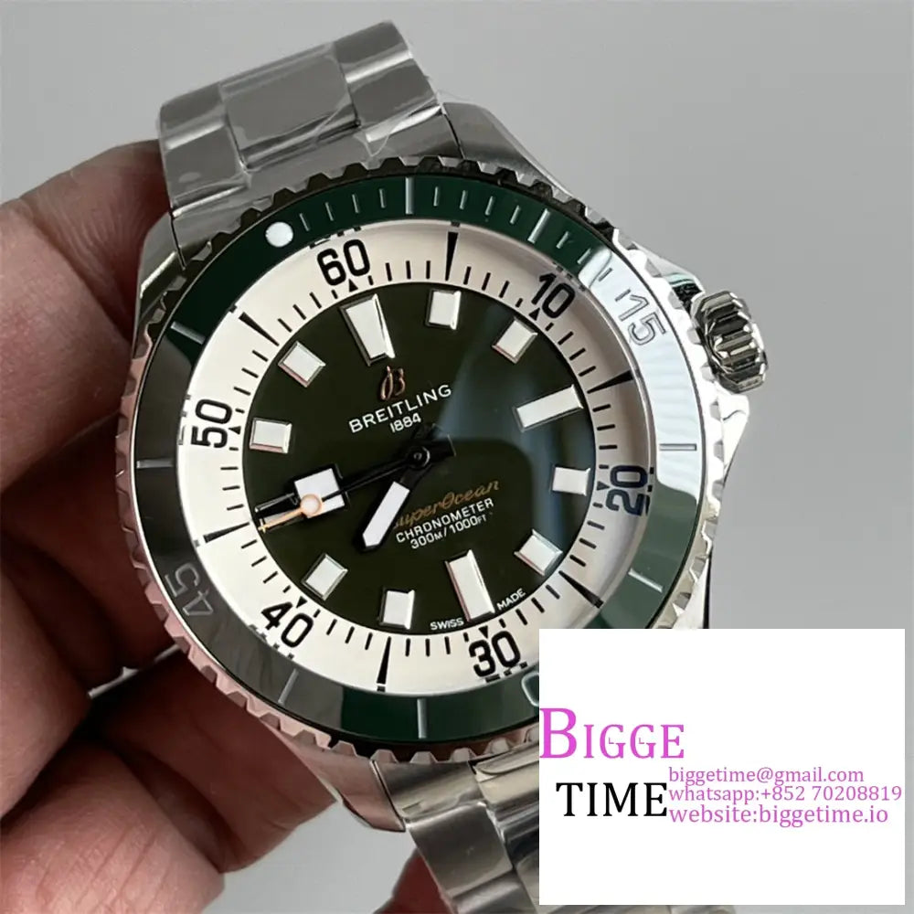 Breitling 44Mm Superocean Ceramic Green Dial Ss Bracelet Tf A2824