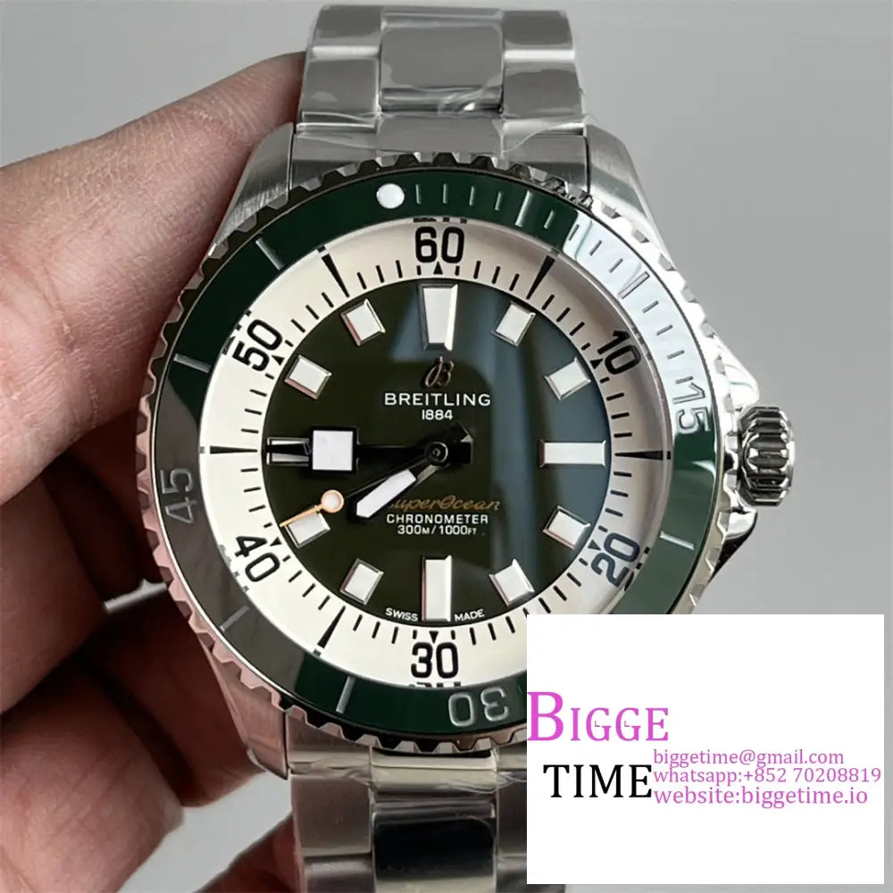 Breitling 44Mm Superocean Ceramic Green Dial Ss Bracelet Tf A2824 Option1