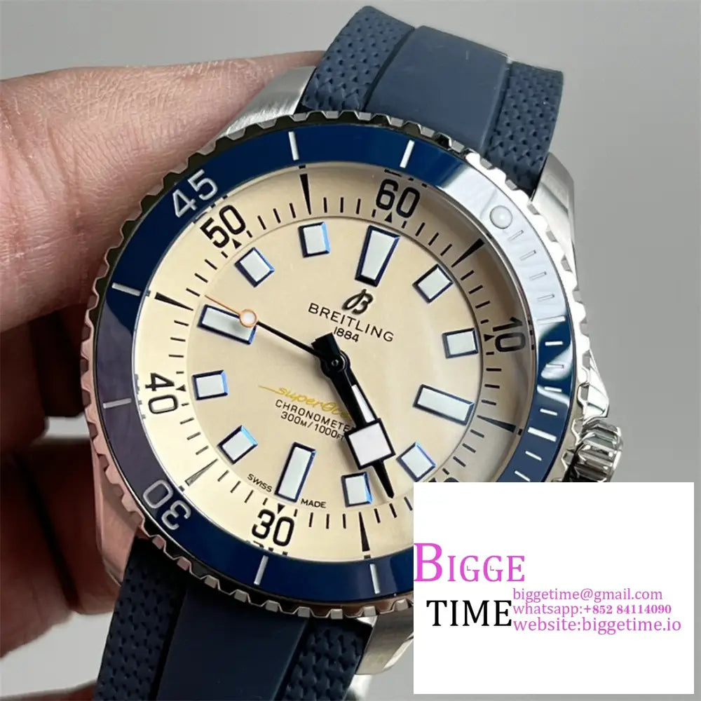 Breitling 44Mm Superocean Ceramic White Dial Black Rubber Strap Tf A2824