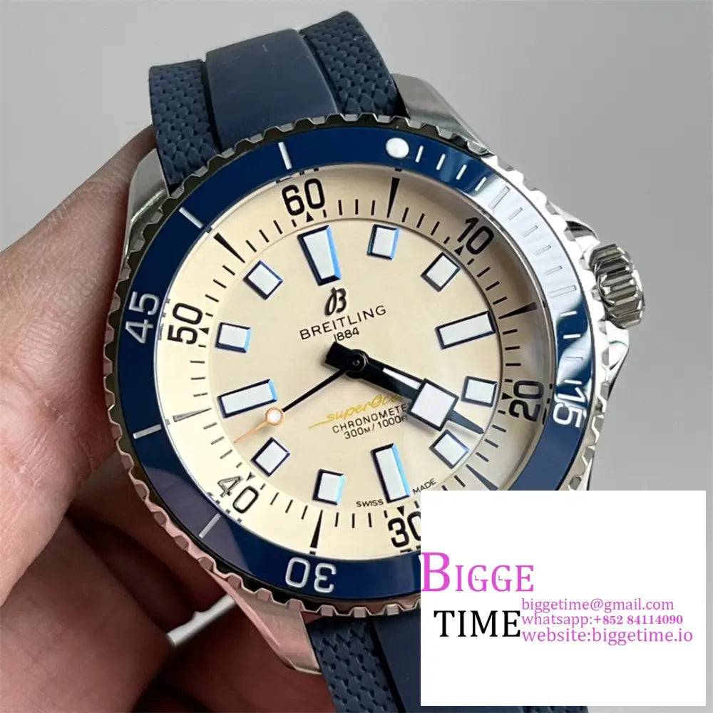 Breitling 44Mm Superocean Ceramic White Dial Black Rubber Strap Tf A2824