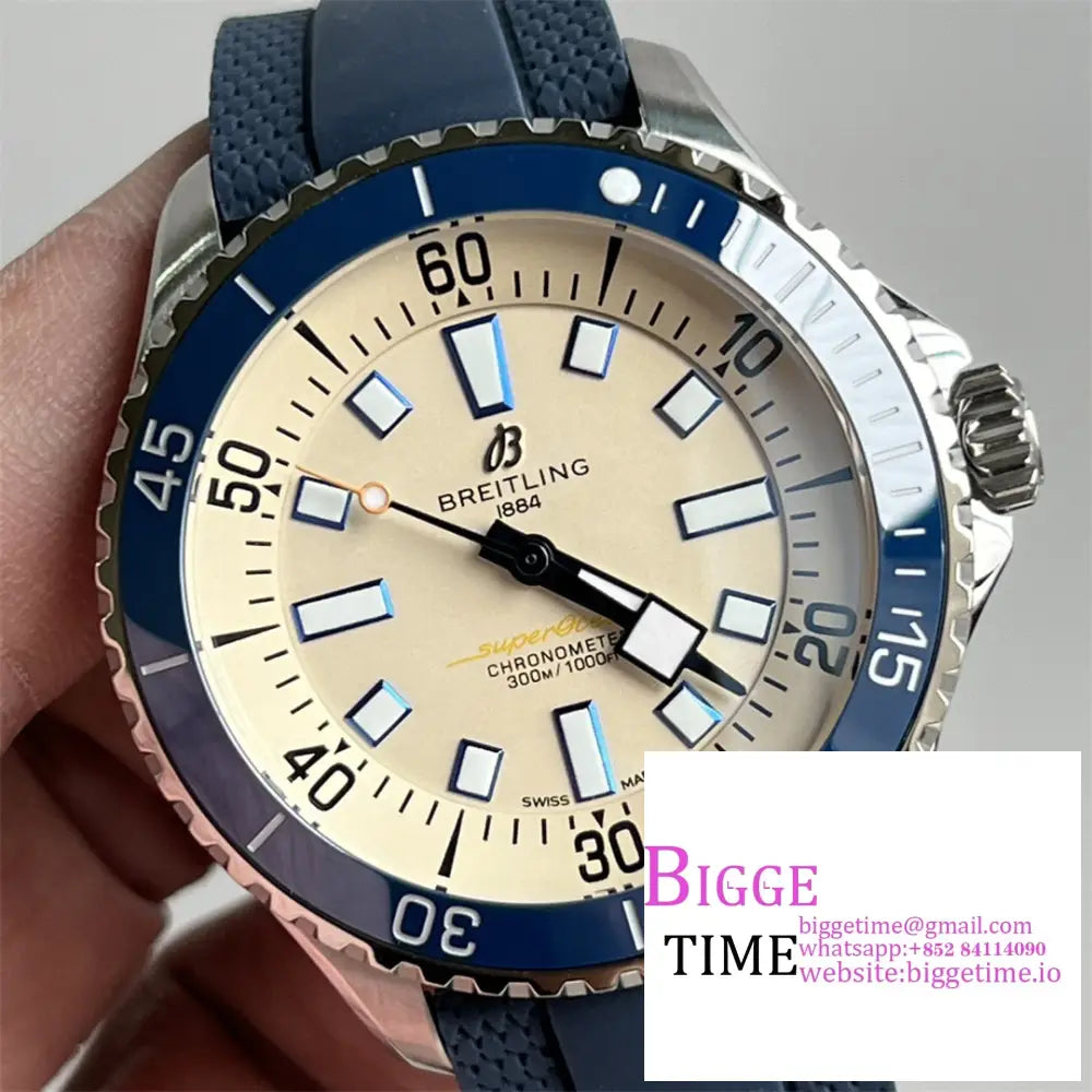 Breitling 44Mm Superocean Ceramic White Dial Black Rubber Strap Tf A2824